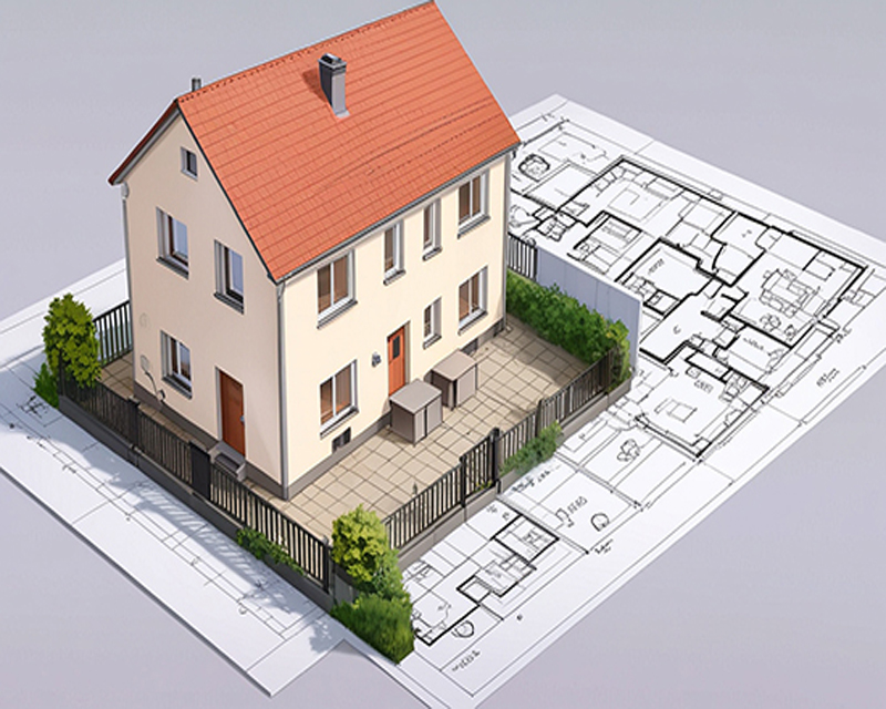 Modelhaus auf Zeichnung